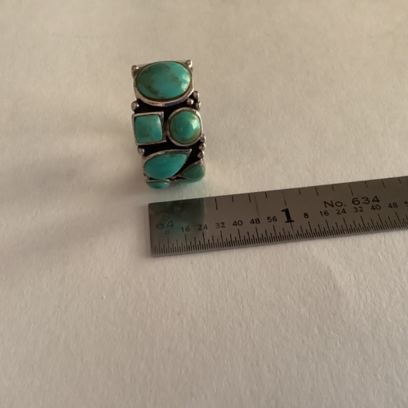 GORGEOUS STERLING SILVER TURQUOISE BAND WITH 7 STONES!! - Picture 8 of 11
